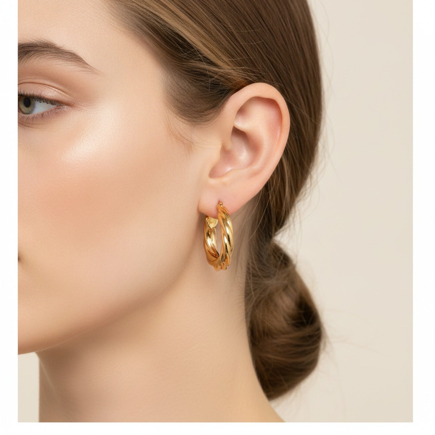 Twisted Gold Hoop Earrings Gold