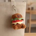 Burger Capybara Plush Keychain - Coffee