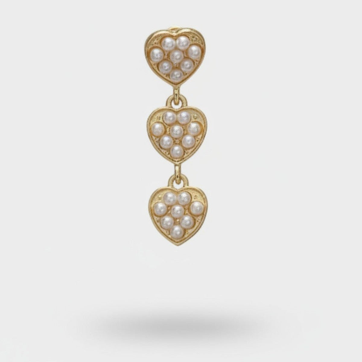 Pearl Heart Drop Chandelier Earrings Gold – jewelry (view 1)