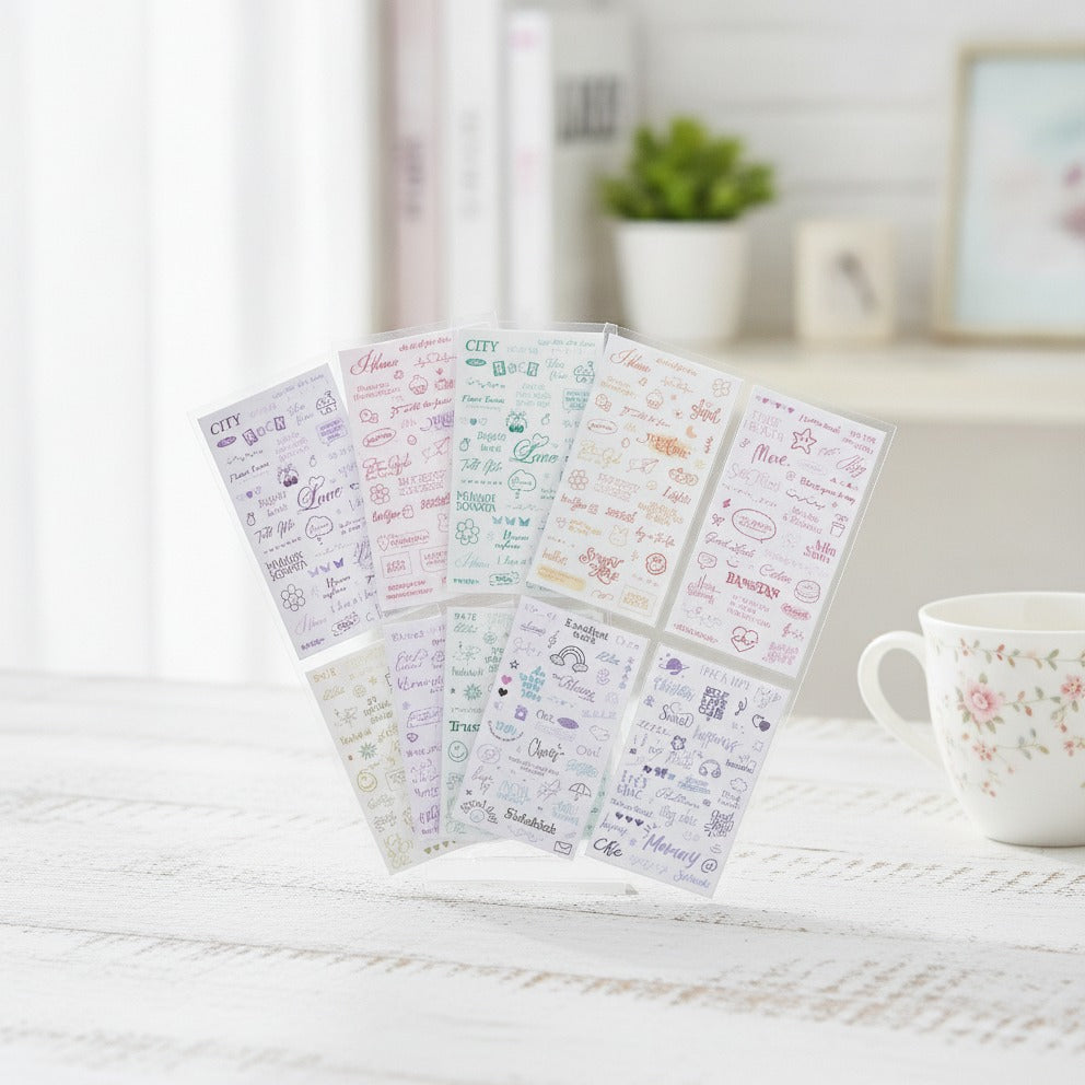 Aesthetic Word Art Sticker Sheet Set - Colorful Letters