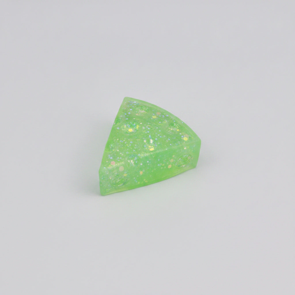 Glitter Triangle Cheese Squishy - Green