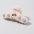 Fluffy Cream Hair Claw With Charm Accents – hair accessories (view 1)