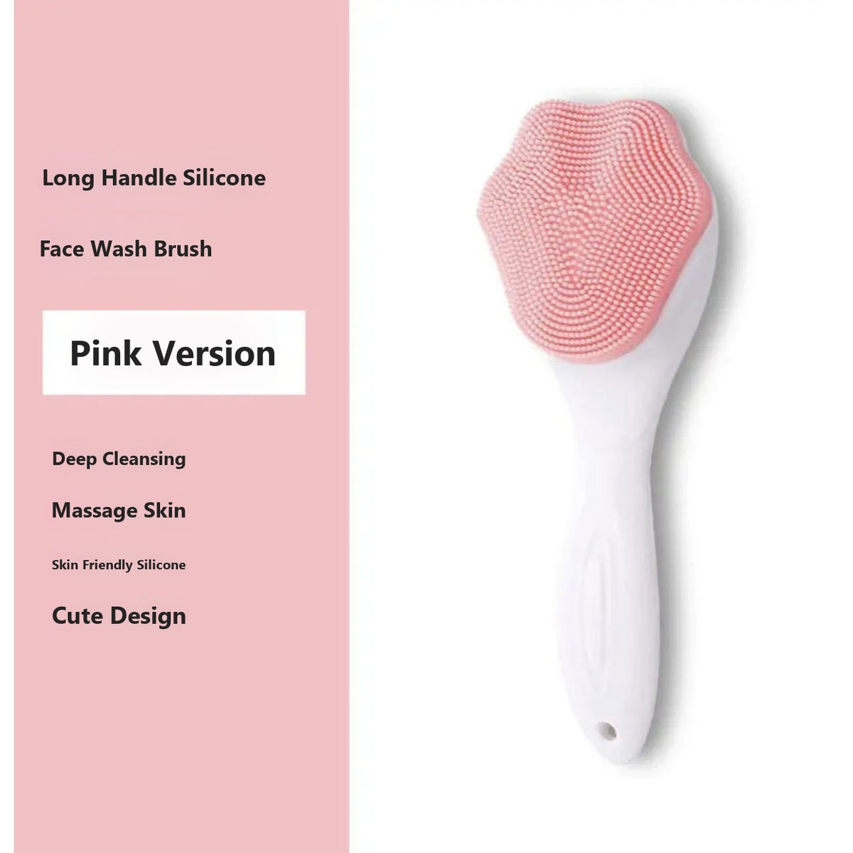 Popular facial cleansing brush with soft bristles and silicone. - Pink