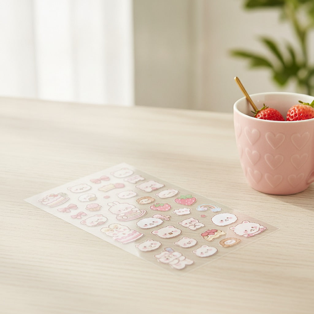 Kawaii Sticker Sheet Set - Sweet Treats Party