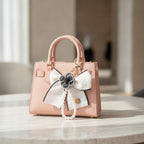 Pearl Bow Charm Keychain - White Bow