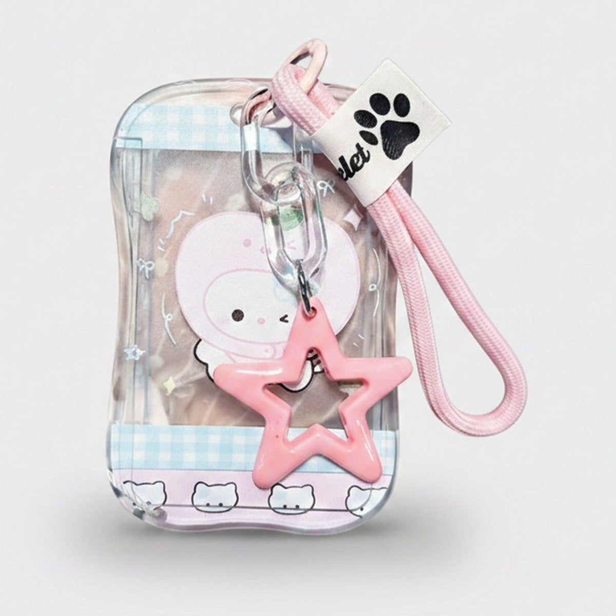 Pink Star Charm Clear Pouch Keychain – novelty & toys (view 1)