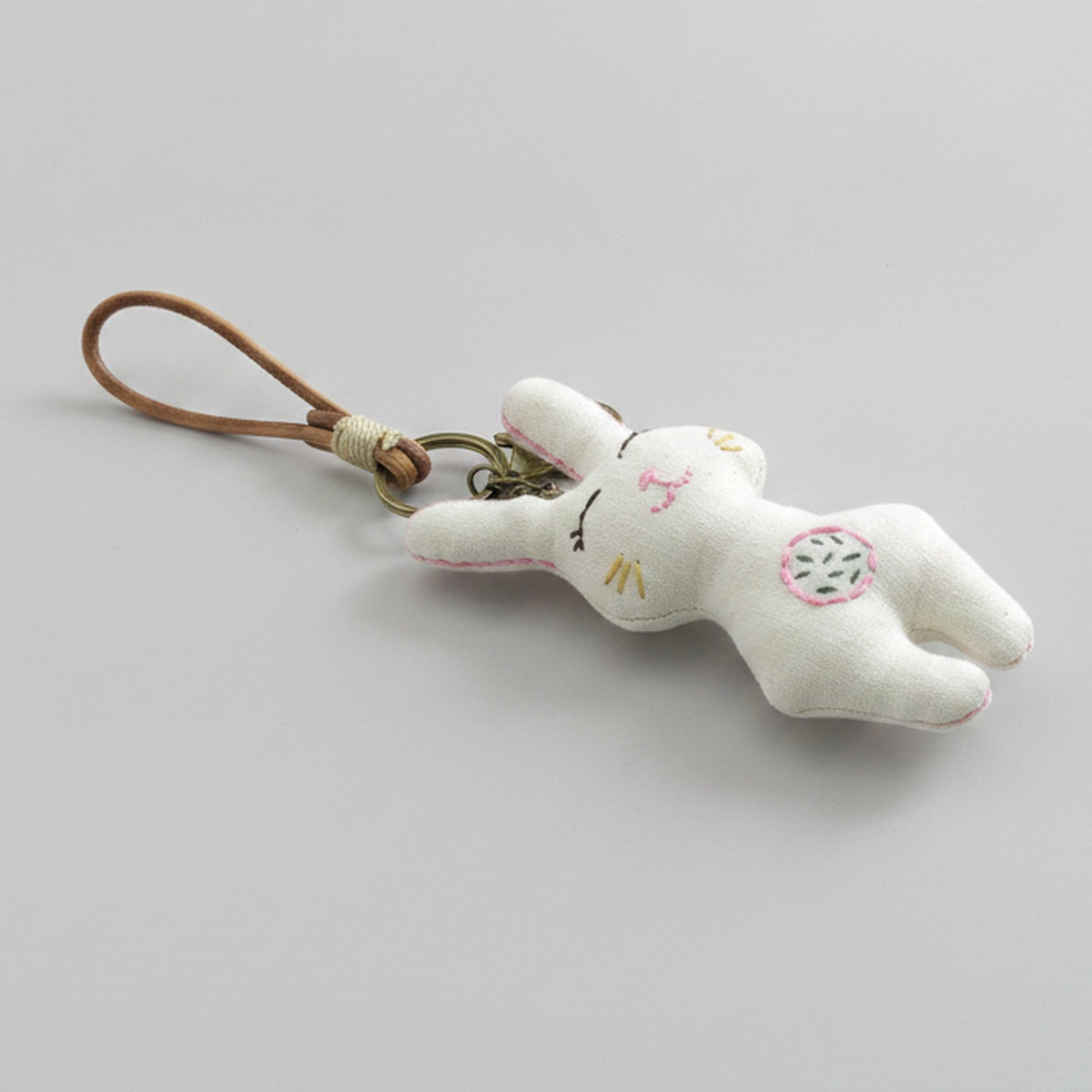 Embroidered Bunny Plush Keychain Charm – apparel accessories (view 1)
