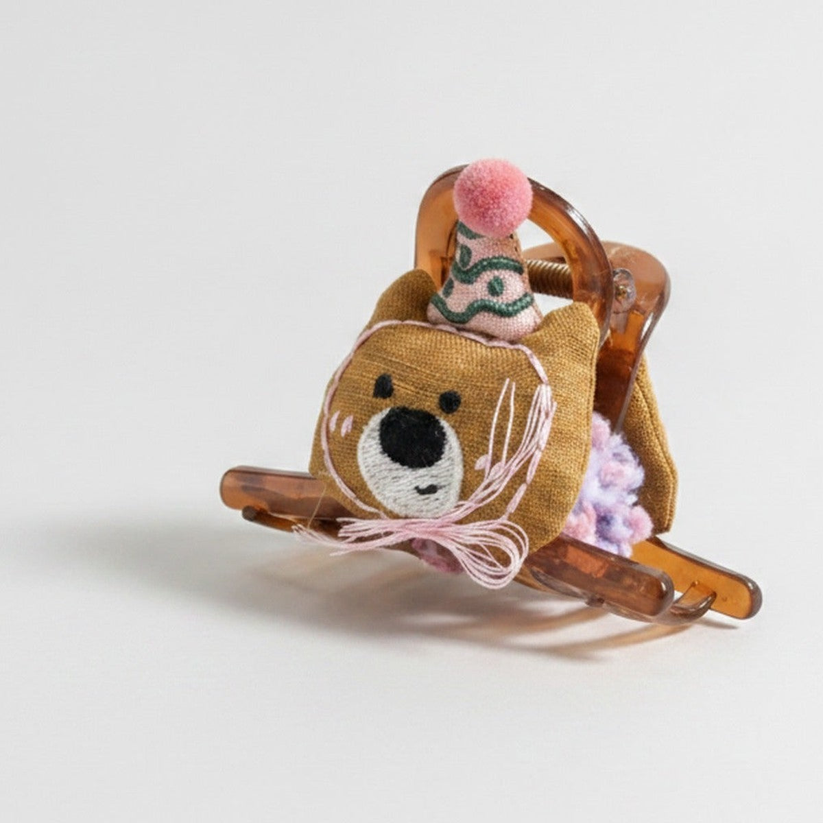 Bear Hair Claw With Pink Pom Charm – hair accessories (view 1)