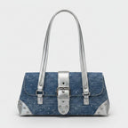 Silver Buckle Denim Shoulder Bag – apparel accessories (view 1)