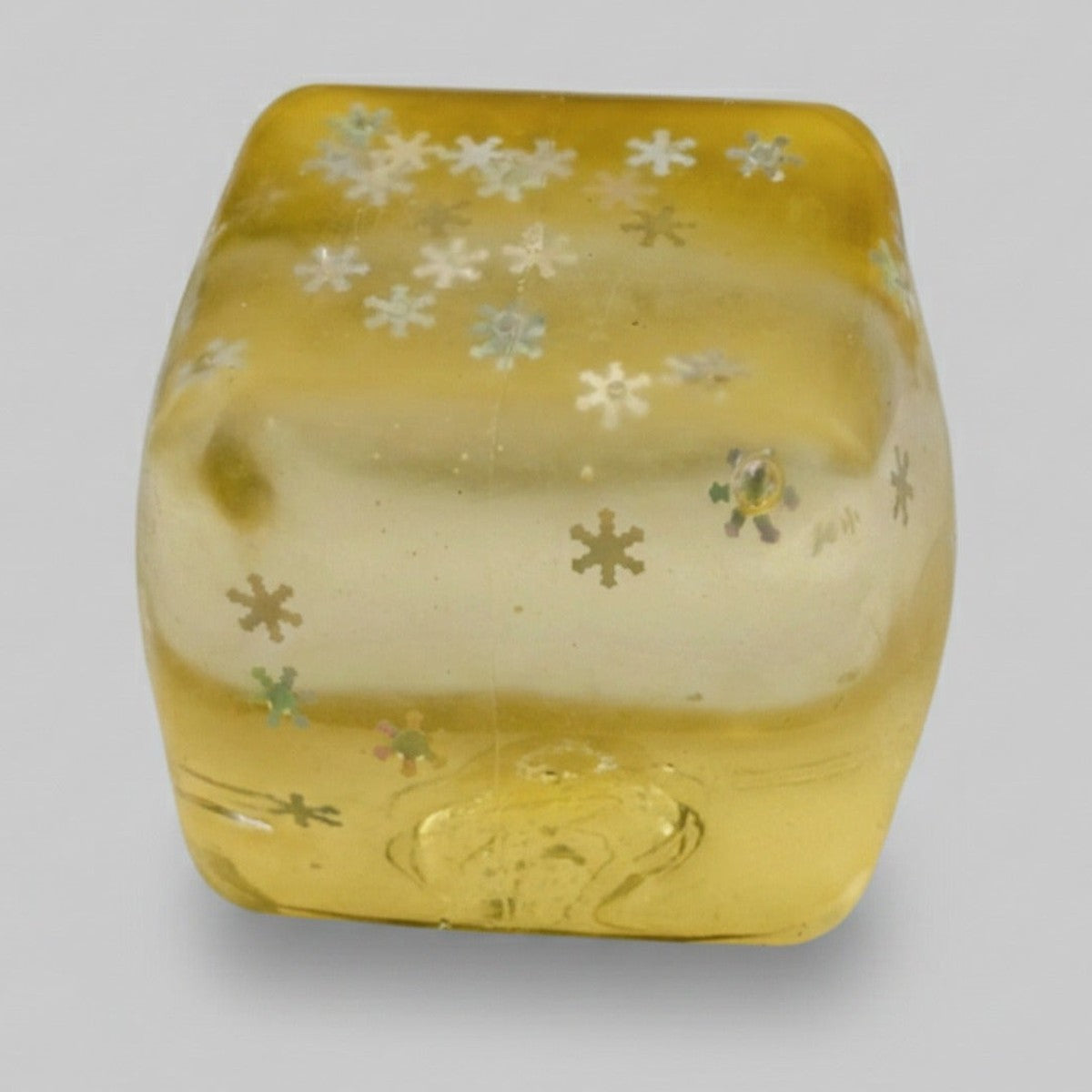 Yellow Glitter Snowflake Glass Cube Ornament – novelty & toys (view 1)