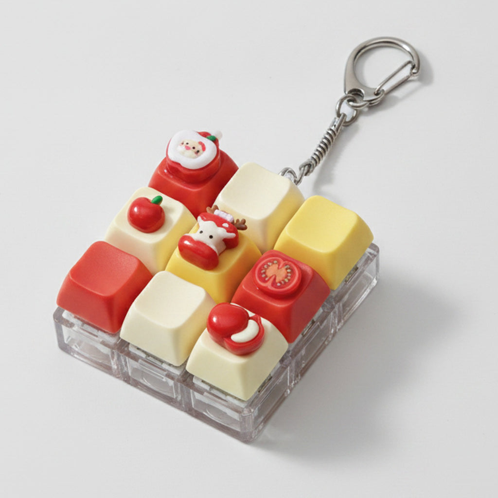 Mini Keyboard Keychain - Red & Cream