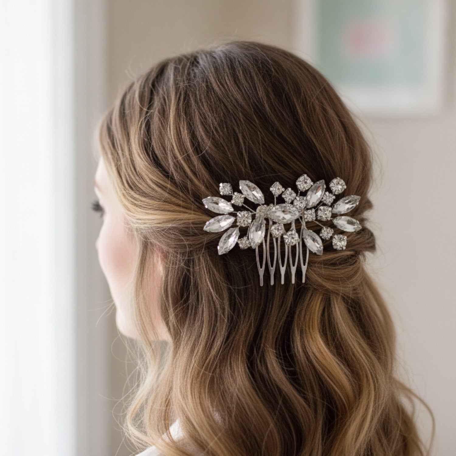 Crystallized Statement Hair Comb Silver