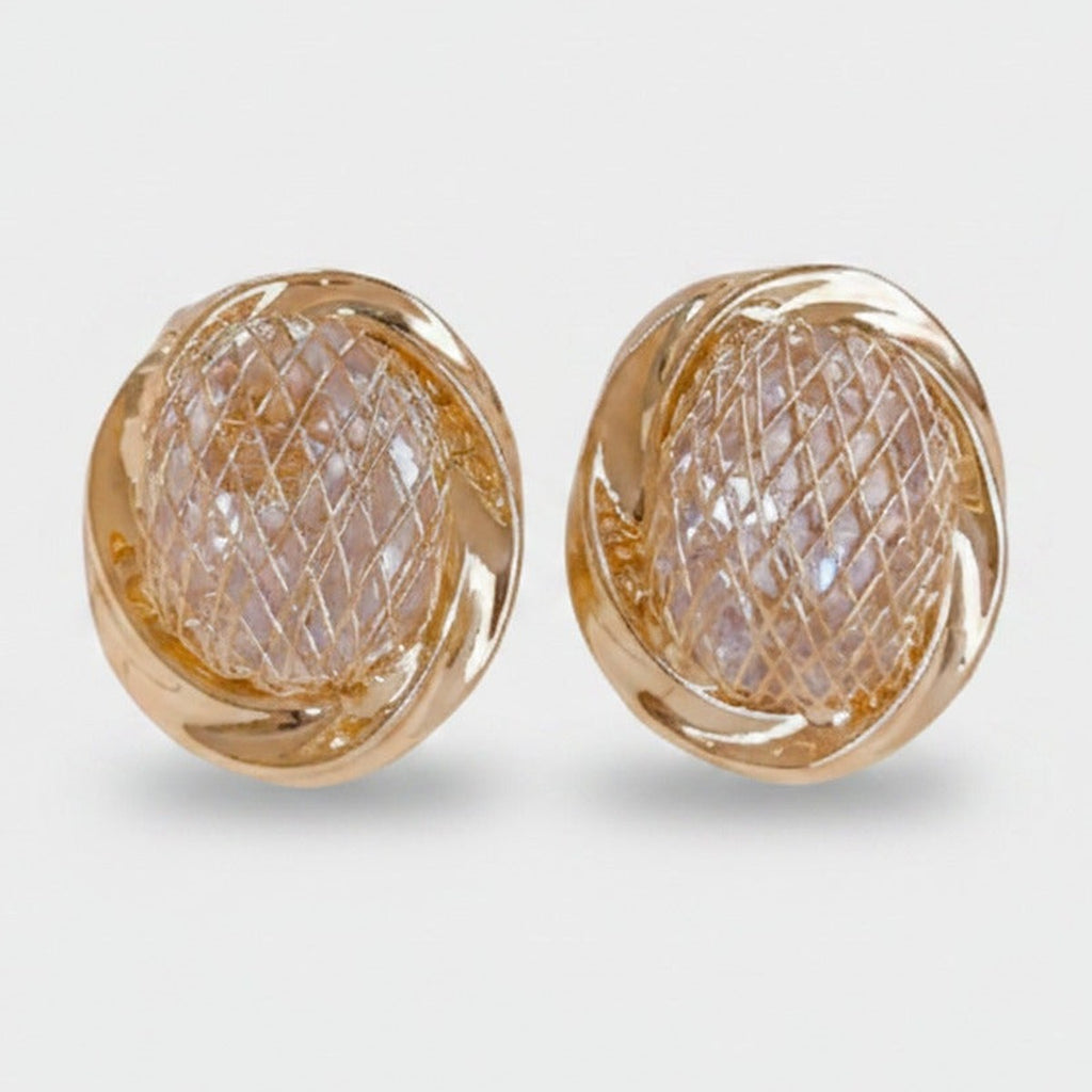 Gold Textured Oval Chunky Stud Earrings – jewelry (view 1)