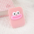 Cartoon folding plastic sausage mouth makeup mirror - Pink