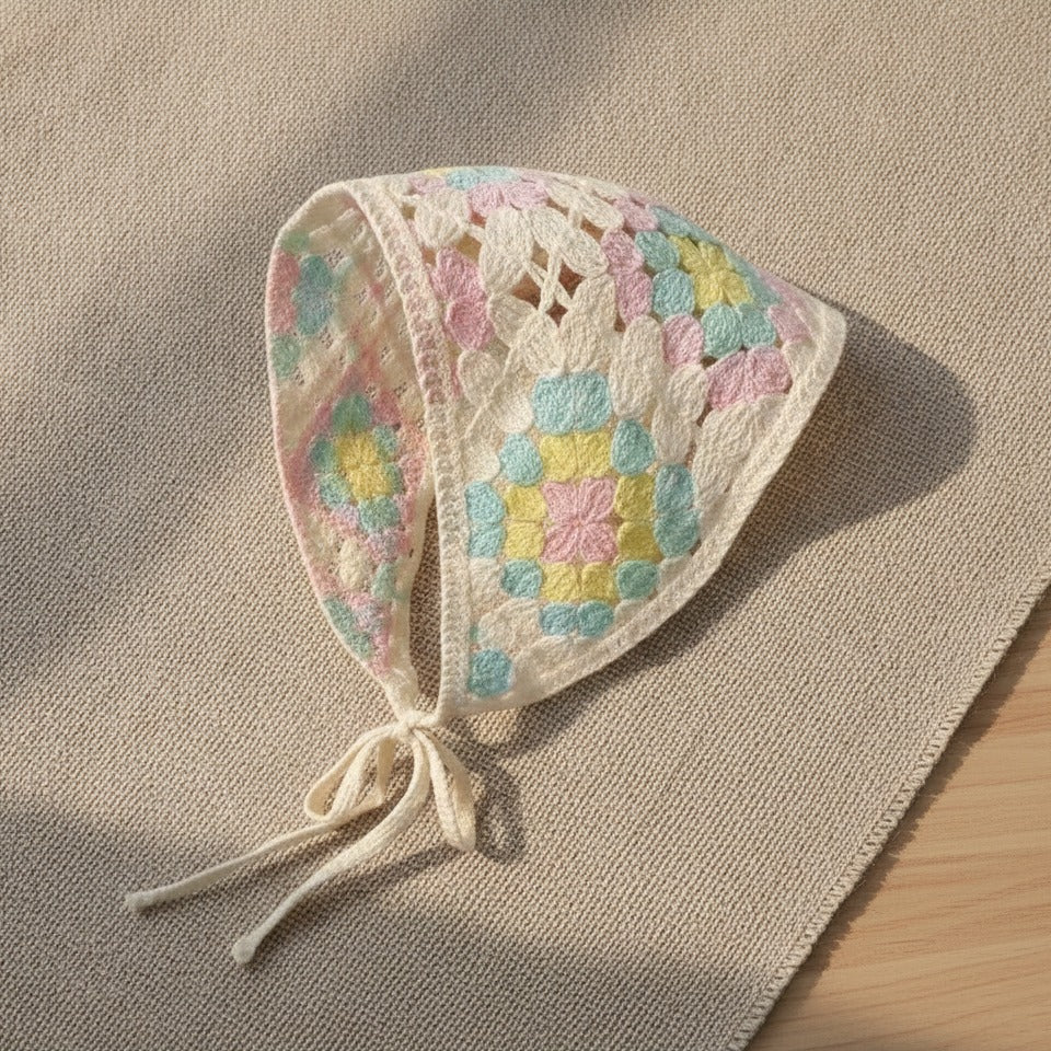 Embroidered Floral Mini Bonnet Headwrap - Type T