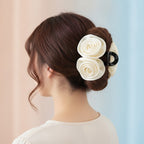 Rose Silk Claw Hair Clip - White