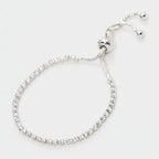 Cubic Zirconia Adjustable Tennis Bracelet - Silver White Diamond – jewelry (view 1)