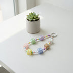 Pastel Dice Beaded Keychain - Rainbow Mix