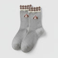 Gray Plaid Trim Puppy Crew Socks – apparel accessories (view 1)