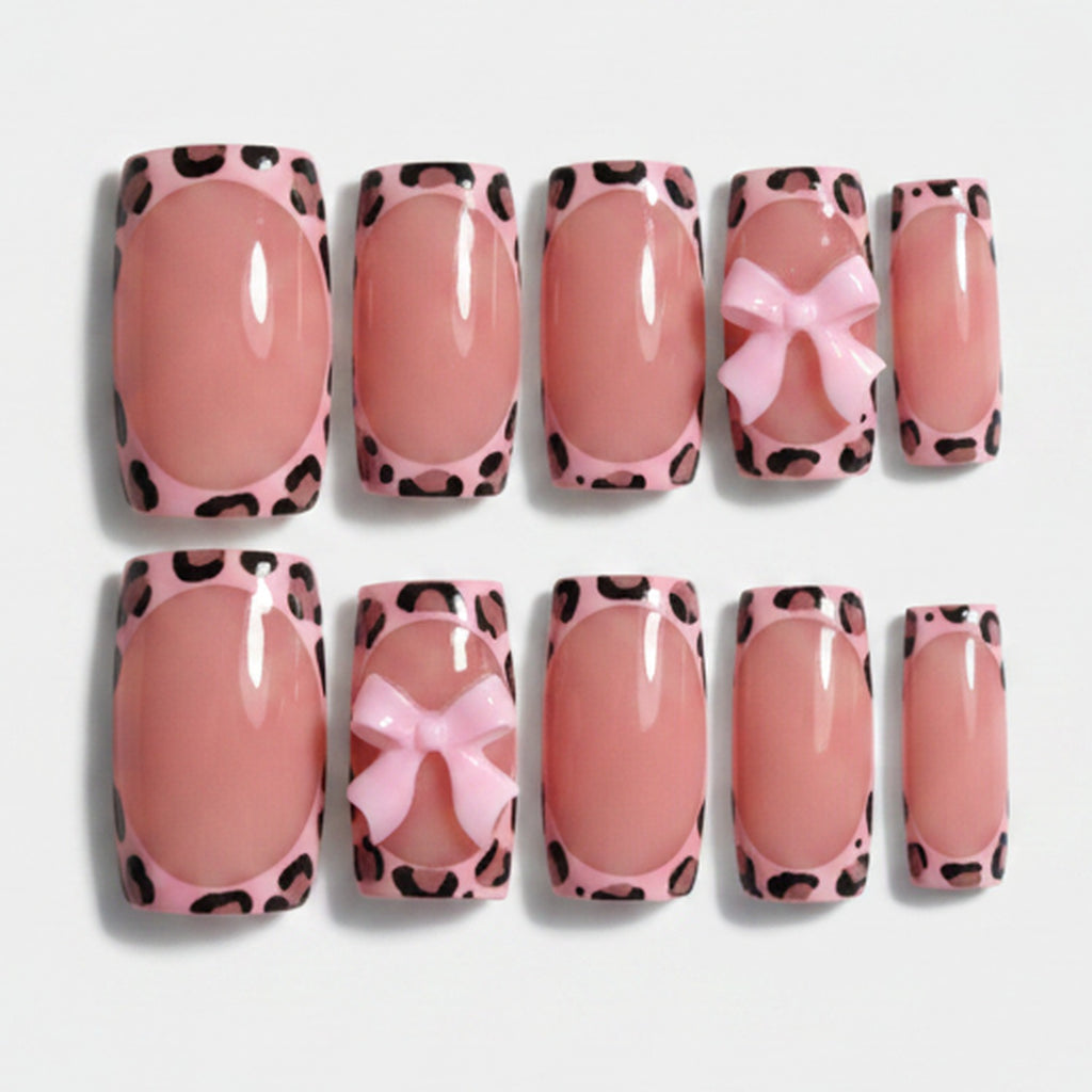 Leopard Bow Press-On Nails - Type 1