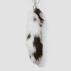 Fuzzy Striped Tail Bag Charm - Deep Coffee Stripe