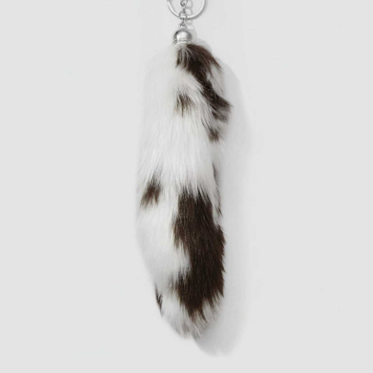 Fuzzy Striped Tail Bag Charm - Deep Coffee Stripe
