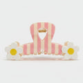 Pink Striped Daisy Flower Hair Claw – hair accessories (view 1)