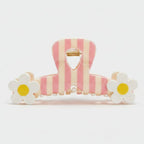 Pink Striped Daisy Flower Hair Claw – hair accessories (view 1)