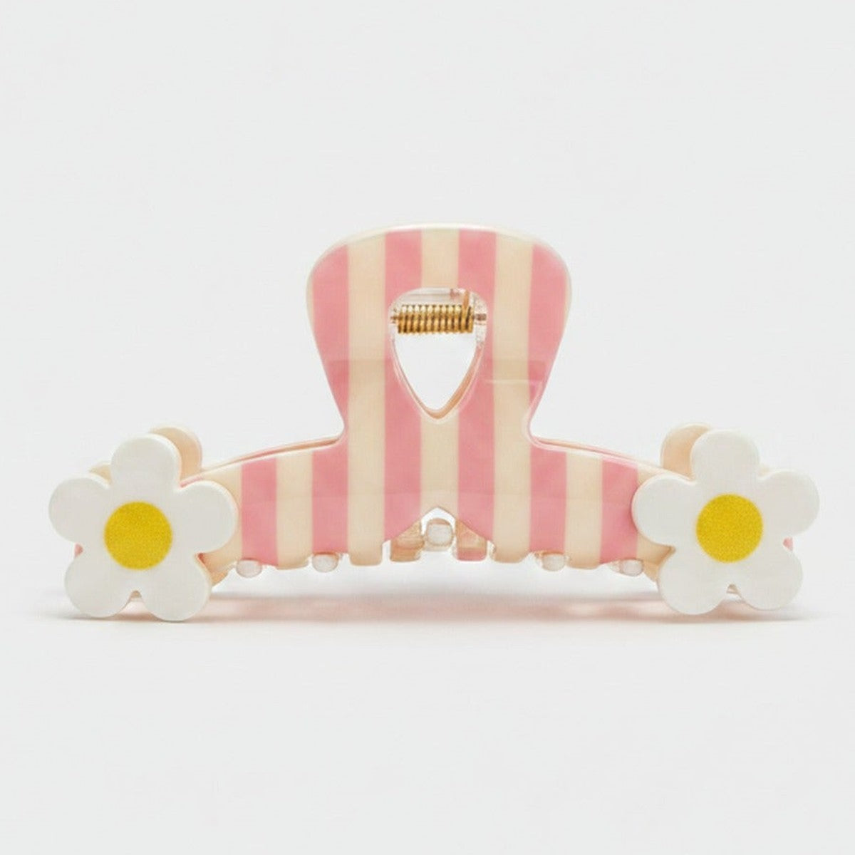 Pink Striped Daisy Flower Hair Claw – hair accessories (view 1)