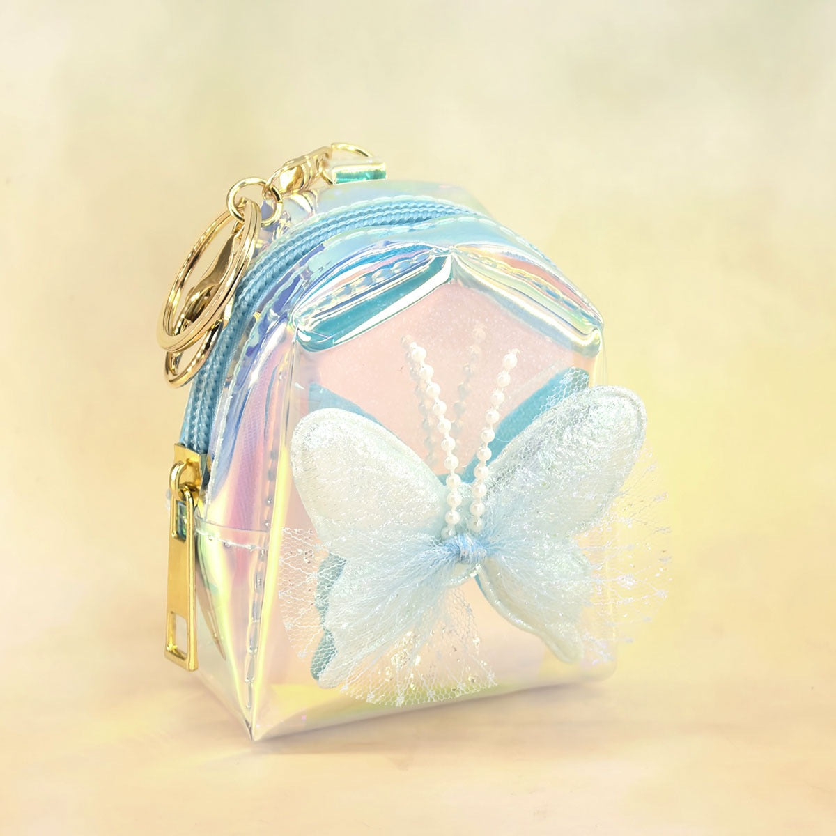 Holographic Bow Coin Purse Keychain Mini Storage Bag - Type 1
