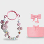 Fuzzy Bunny Charm Bag Clip Set White