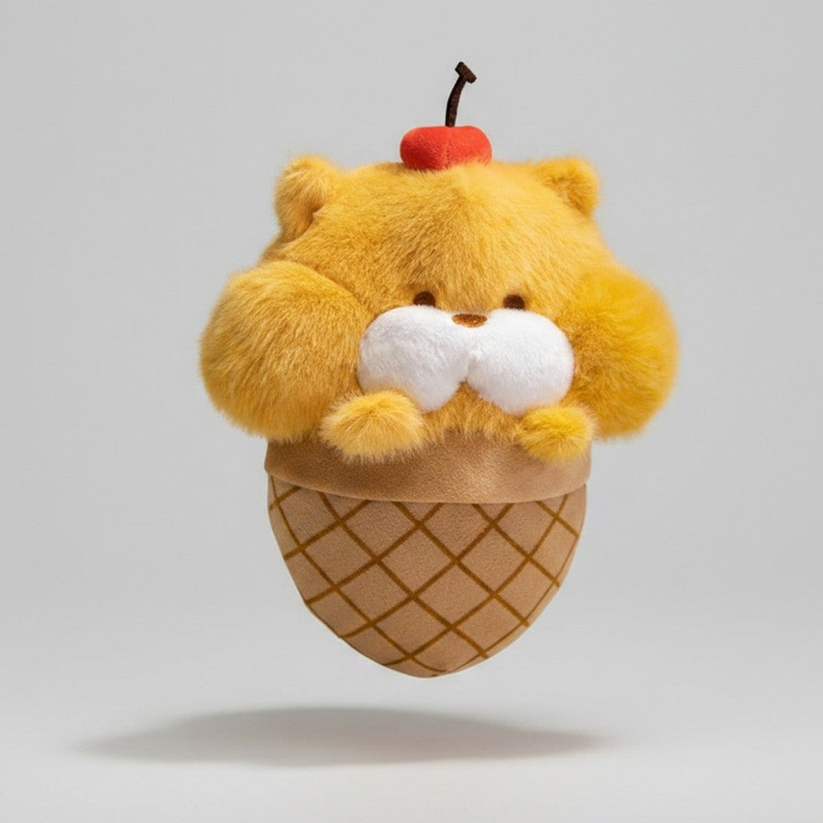 Yellow Fluffy Cat Ice Cream Cone Plush – novelty & toys (view 1)
