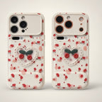 White 3D Cherry Heart Sliding Camera iPhone Case – tech (view 1)