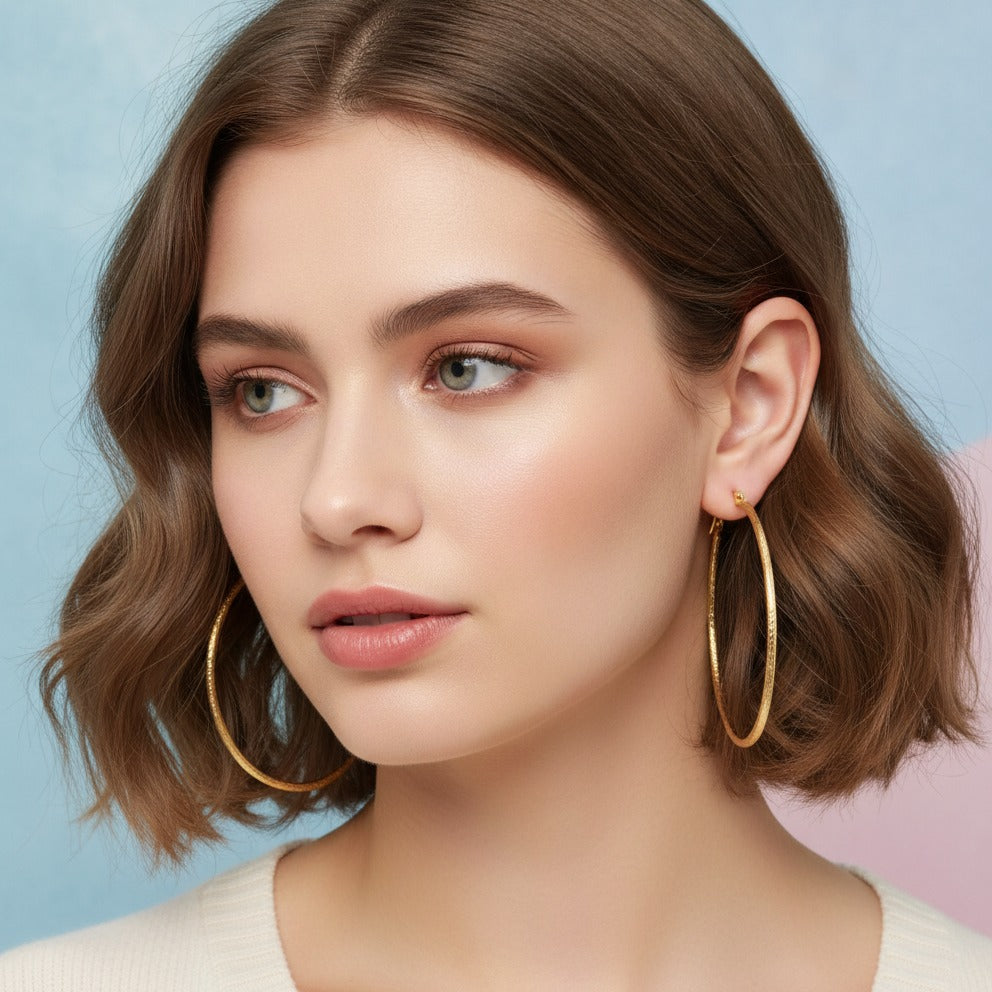 Textured Gold Hoop Earrings