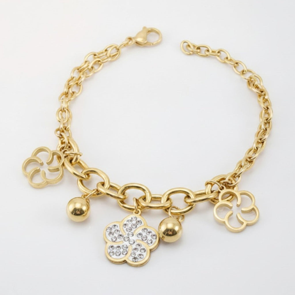 Elegant Floral Crystal Charm Bracelet – jewelry (view 1)