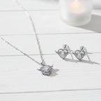 Winged Heart Pendant Necklace - Silver