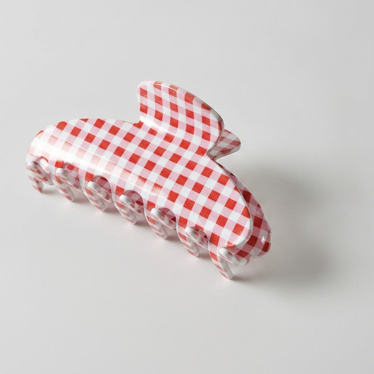 Hair Claw Clip - Red Pink Plaid – hair accessories (view 1)