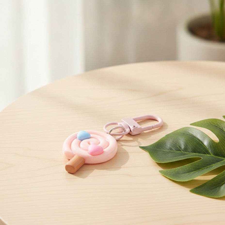 Lollipop Charm Keychain - Pink