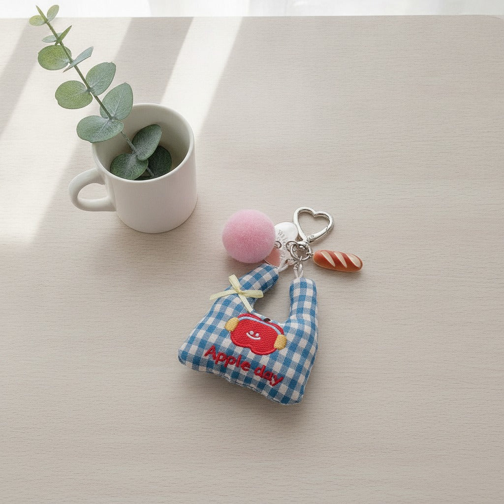 Apple Day Gingham Keychain Charm