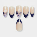 Floral Ombre Nail Set - Cream Navy Floral