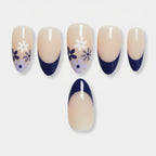 Floral Ombre Nail Set - Cream Navy Floral