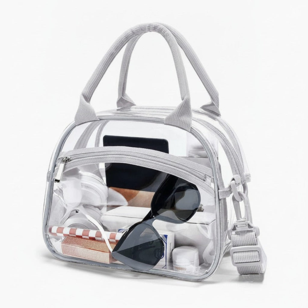 Clear Cosmetic Bag With Trim - Gray – bags & wallets (view 1)