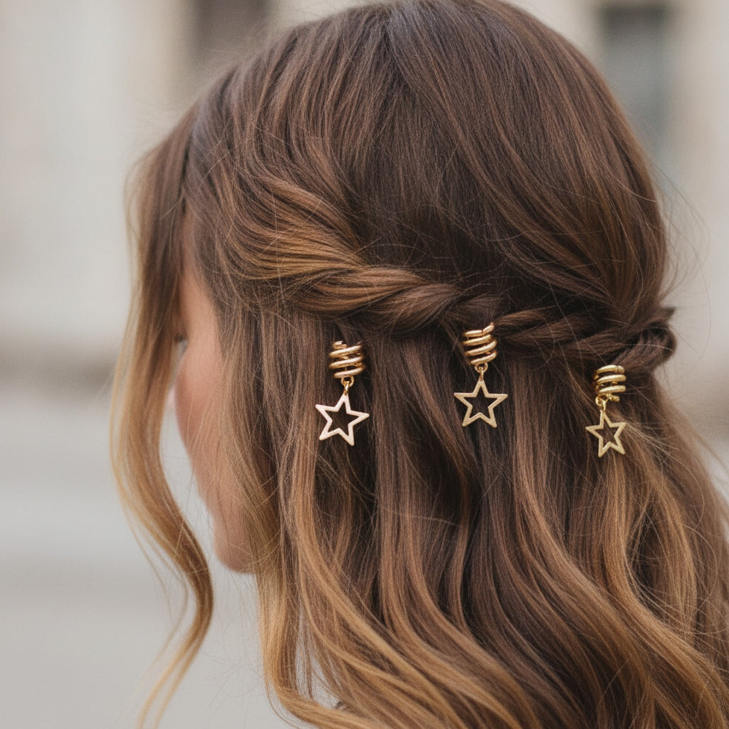 Swirl Star Hair Clips Set Gold