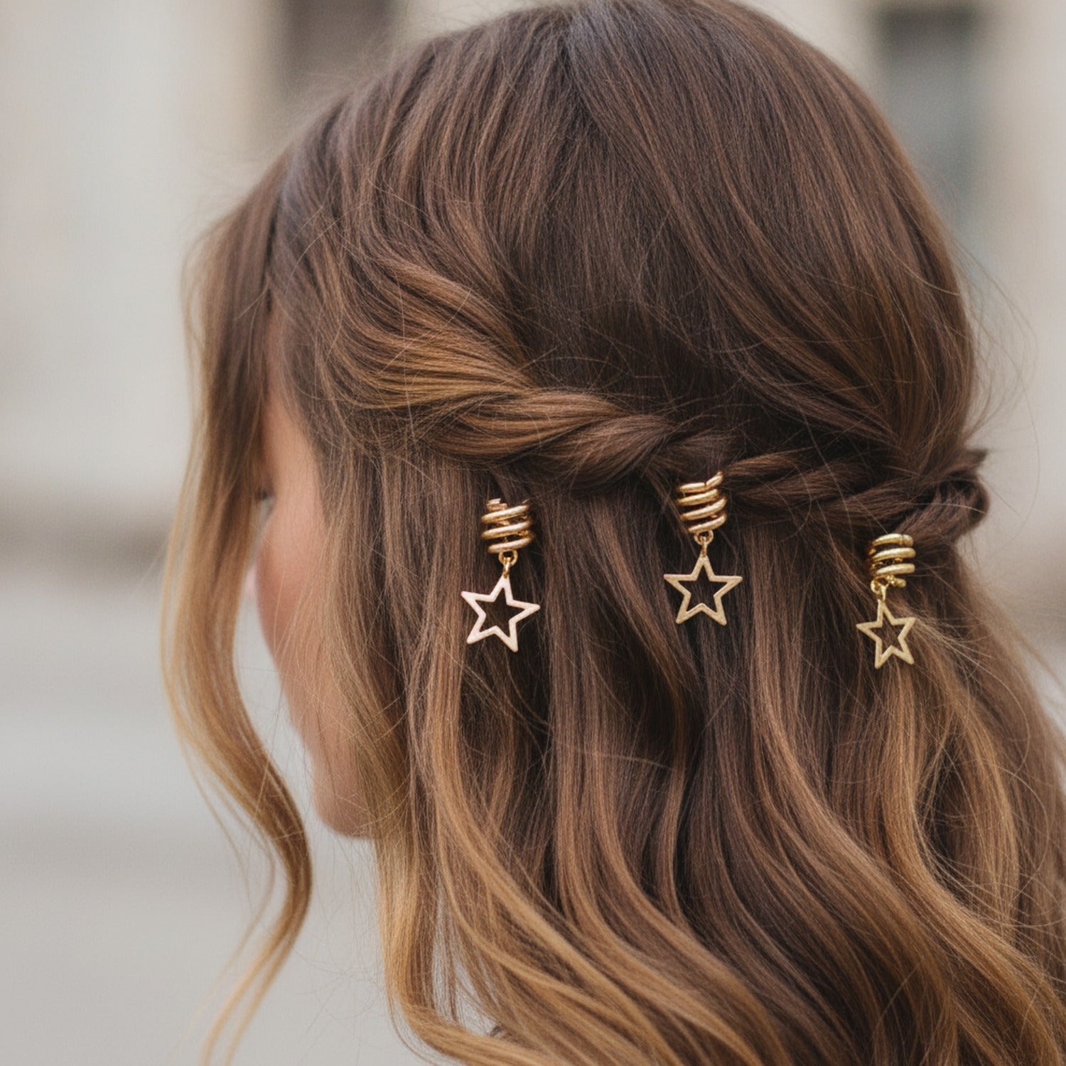 Swirl Star Hair Clips Set Gold