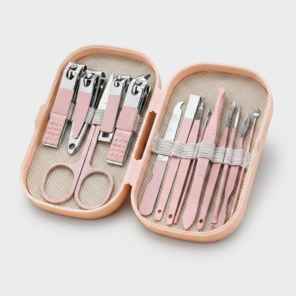 Manicure Nail Care Set Pink Leather Case – Korean nail care (view 1)