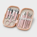 Manicure Nail Care Set Pink Leather Case – Korean nail care (view 1)