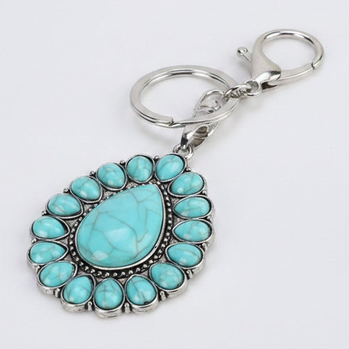 Turquoise Teardrop Statement Keychain
