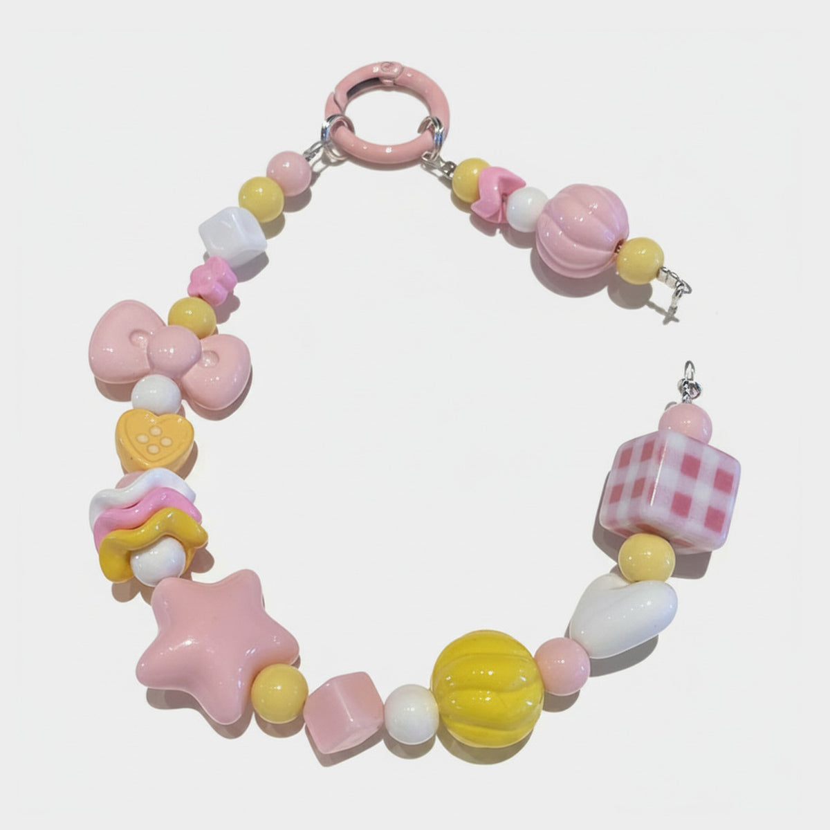 Dopamine Beaded Phone Charm Strap - Pale Yellow – tech (view 1)