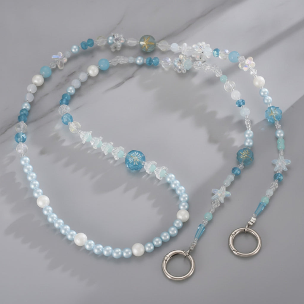Beaded Phone Charm Strap - Blue