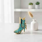 Rhinestone Cowboy Boot Keychain - Turquoise